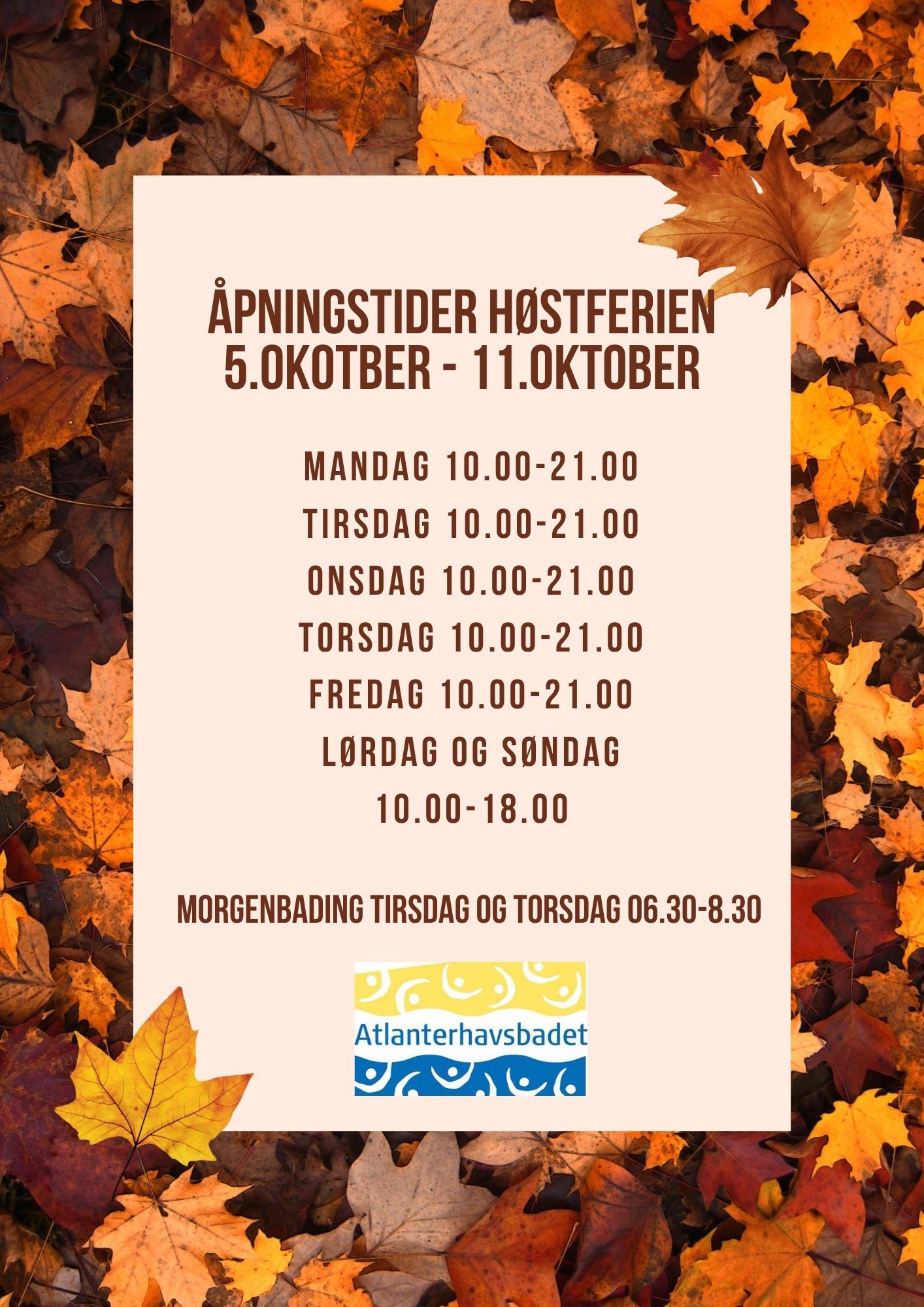 Åpningstider høstferie